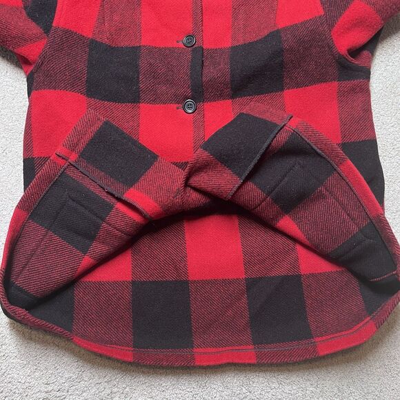 Vtg Amana Woolen Mill Womens Wool Jacket Sz 38 Med Buffalo Plaid Red Black Chore - Picture 6 of 8